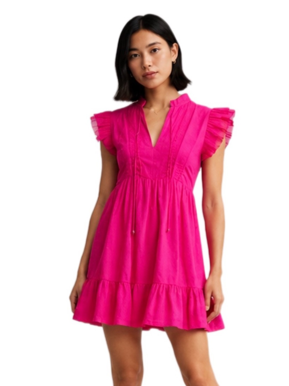 Caroline Constas Mini Dress Ruffle Flutter Sleeve Size S